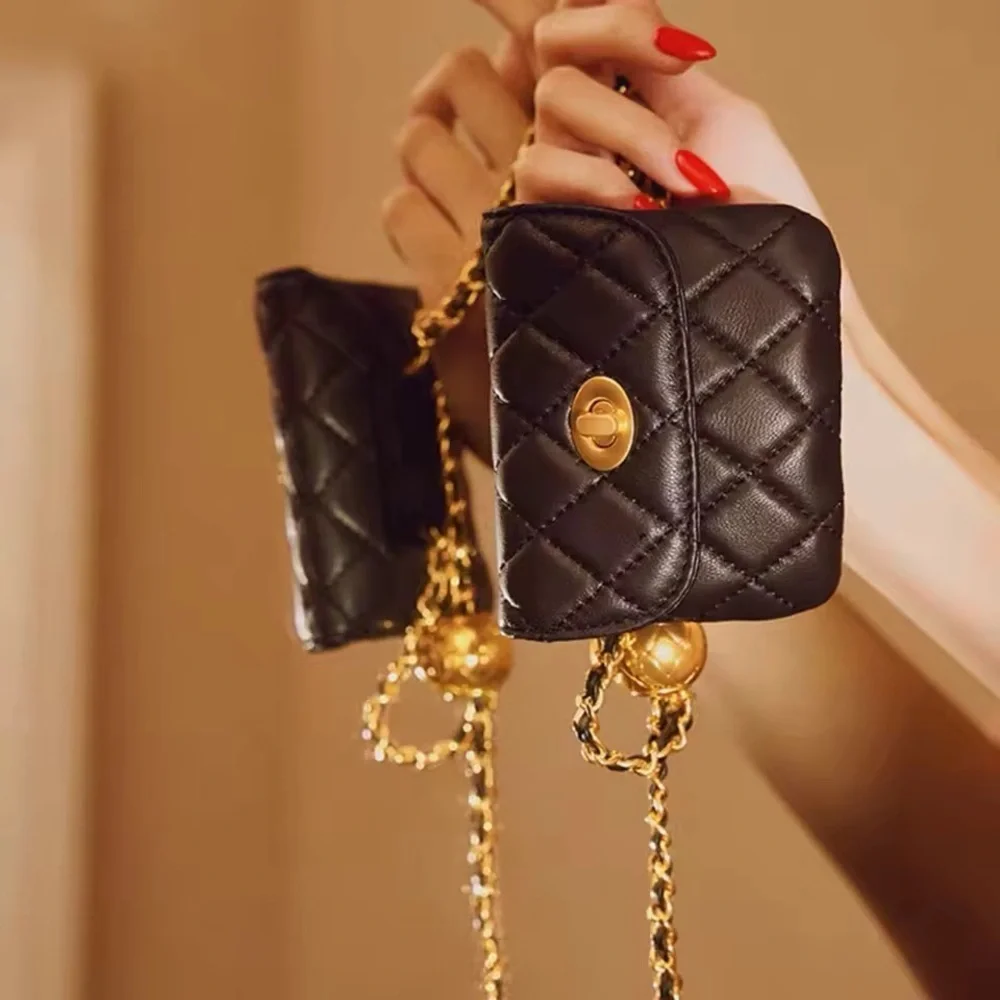 Leather Black and gold statement Chain mini bag belt luxury adjustable size